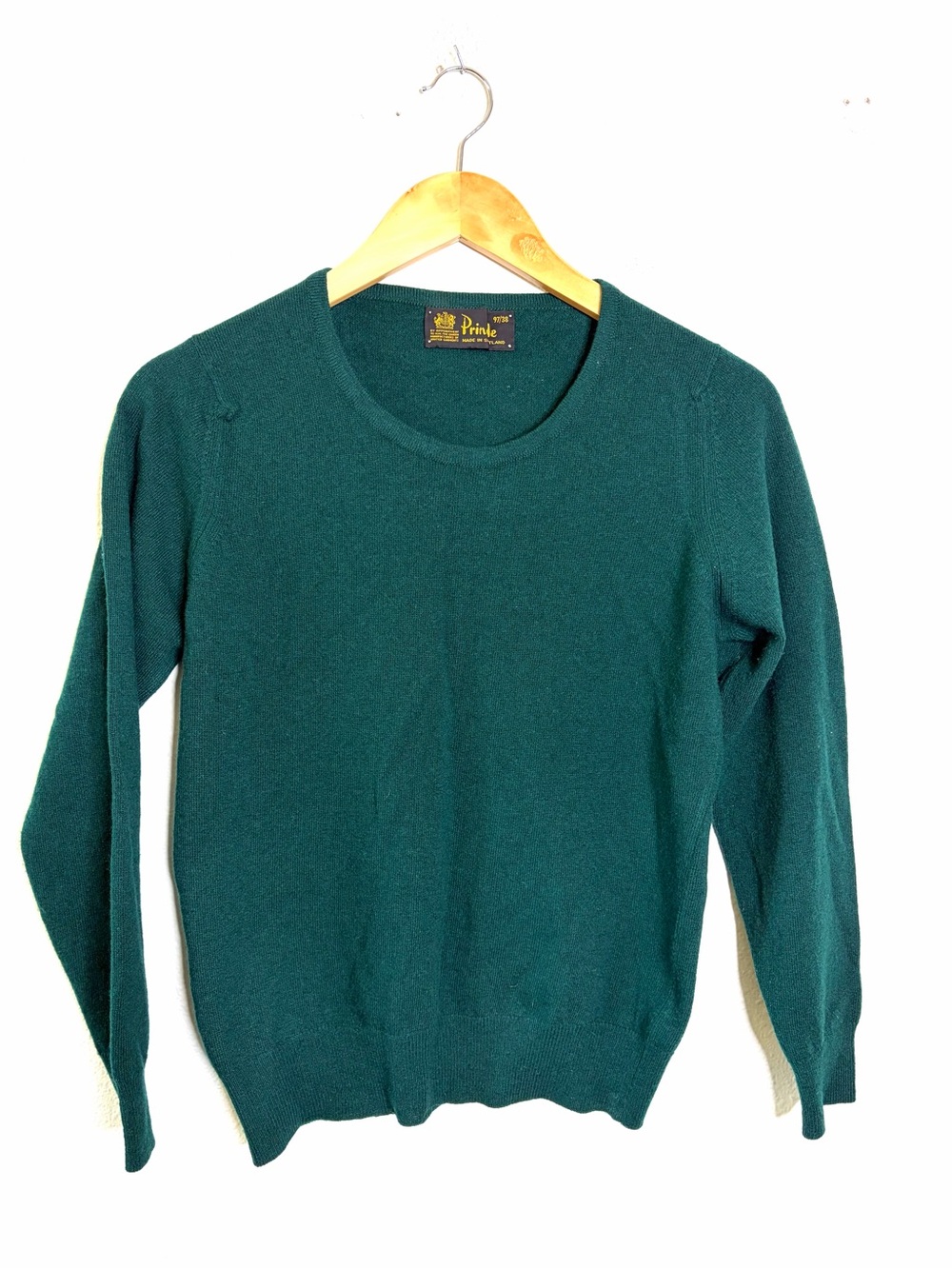 Pringle Deep green Crew Neck Women's Sweater vintage made in Scotland 100% wool